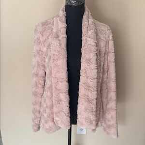 Pink Owl Soft Blush Faux Fur Teddy Jacket Size Small